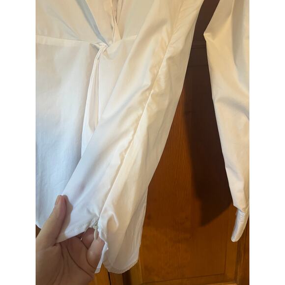 Carbon38 Women's Twisted Button-Up Tunic Shirt Long Sleeve Blouse White Size XL - Picture 14 of 16